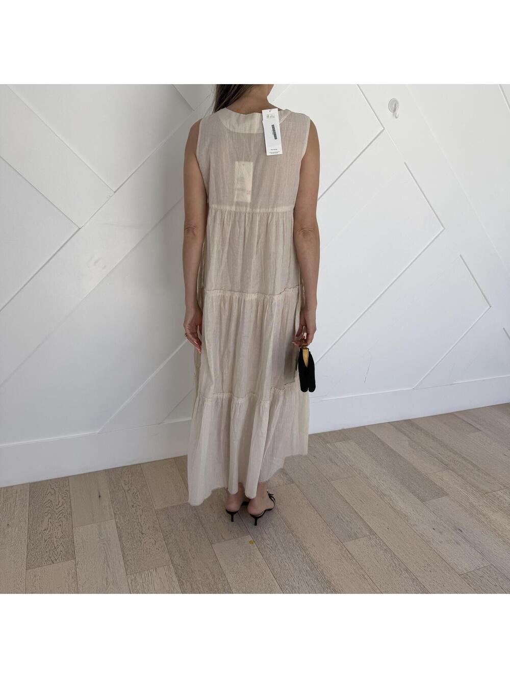 Lemlem Cream Tiered Sleeveless Rainbow Stripe Maxi Beach Dress Size S NWT - Picture 4 of 4